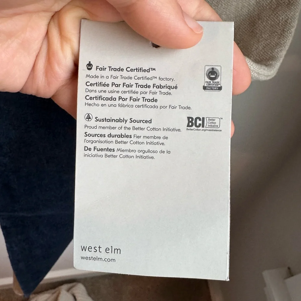 2 NWT West Elm velvet cream and navy Pillow Covers